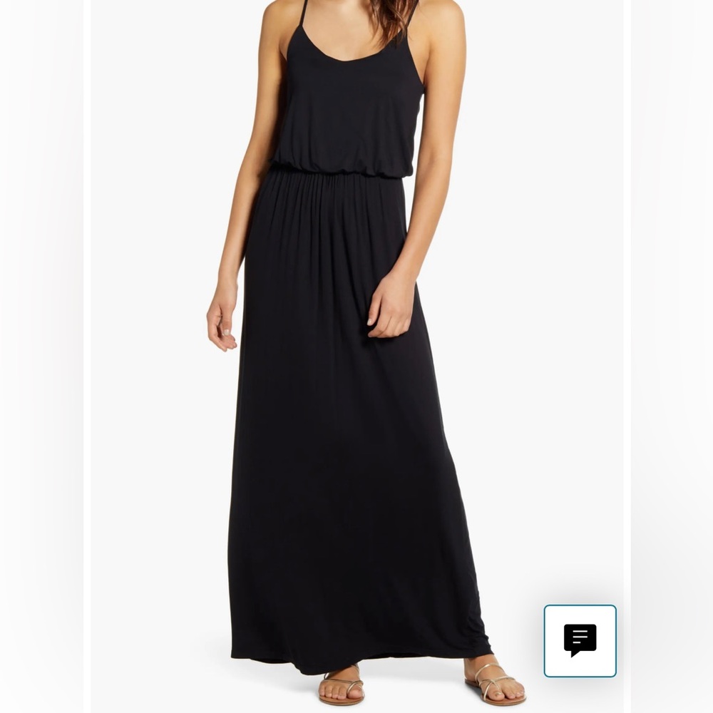 Lush Black Cotton Maxi Dress Size S